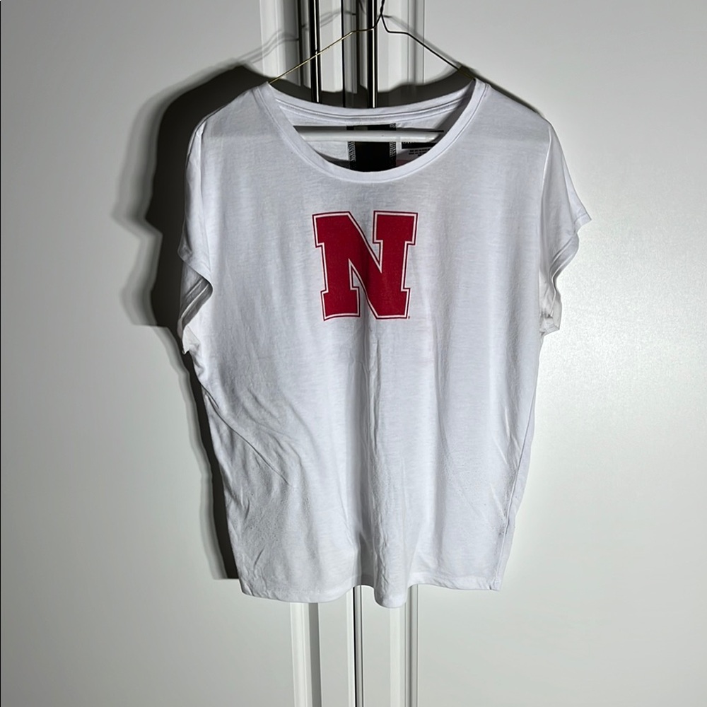 White T-Shirt with Red Lettering